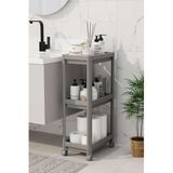 Diğer 57858324439108099283959 3 Katlı Tekerlekli Raf Ünitesi - Banyo & Mutfak Organizer - Çok Amaçlı Servis Sehpası - Dar Alanlar İçin Pratik Saklama Çözümü Gri Abanoz