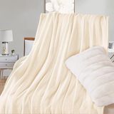 Diğer 57858324440476699283959 Battaniye, 280Gsm Süper Yumuşak Polar Yatak Battaniyesi, Rahat Ve Hafif Flanel Battaniye, Yatak, Koltuk, Seyahat Ve Kamp İçin Açık Beyaz, 150X200Cm Açık Bej
