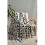 Diğer 57858324440941099283959 Tekstıl%100 Pamuk Çok Amaçlı Örtü, Koltuk Şalı Ve Tv Battaniyesi, 130X170 Cm, Dekoratif Ev Tekstili Siyah, Reflactı On Açik Gri