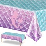 Diğer 57858324441389299283959 Tek Kullanımlık Plastik Masa Örtüsü, 2 Pcs 137X274 Cm Deniz Kızı Temalı Balık Pulu Desenli, Kız Çocuk Doğum Günü Partisi Süslemeleri, Okyanus Konseptli Etkinlikler İçin Koruyucu Örtü Acı Kahverengi 01 X 01