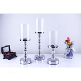 Diğer 5810077 Kristal Taşlı Ayaklı Gümüş Şamdan 3'lü Set