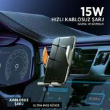 Diğer Bix BXCH9 Kablosuz Şarjlı Araç Telefon Tutucu Gri
