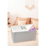 Diğer Büyük Boy Gri Çizgili Home Sweet Home Baskılı Hurç 64x40x35 Çok Renkli