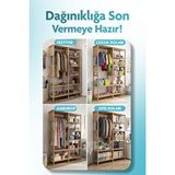 Diğer Çocuk Odası Açık Gardırop Askılı Raflı Mdf Kıyafet Dolabı Organizer Düzenleyici Meşe