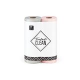 Diğer Çok Amaçlı Rulo Mikrofiber Temizlik Bezi 30x30 60 Yapraklı Gri - Pembe(2x30’lu Paket)