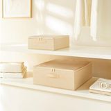 Diğer Home Wave 2'li Bej Pötikare Destekli Kutu Hurç Set 31 X 38 X 12 + 45 X 55 X 18 Cm
