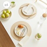 Diğer Home Wave 4'lü Bej/taş Renk Suni Deri Amerikan Servis Set Ø 36 Cm
