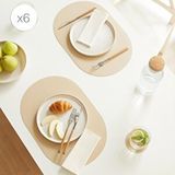 Diğer Home Wave 6'lı Bej/taş Renk Suni Deri Amerikan Servis Set 45 X 30 Cm