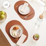 Diğer Home Wave 6'lı Taba/gri Renk Suni Deri Amerikan Servis Set 45 X 30 Cm Kahverengi