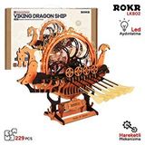 Diğer Rokr Lk802 Viking Gemisi (viking Dragon Ship) Diy Minyatür Maket Model Seti Ahşap 3d Wooden Puzzle 3d Model Kit Detaylı Dekoratif