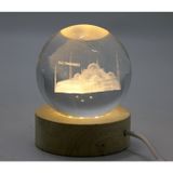 Diğer TrLat0KH002K-AALK2574-BLNCC 3D Kristal Cam Küre Ahşap Soketli İstanbul Temalı Led Lamba Aalk2574