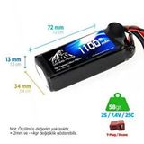 Digerui Leopard Power 1100mah 7.4v 2s 25c Şarjlı Li-po Lityum Polimer Lipo Batarya Pil T Plug