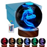 DIGFPWT Axolotl Kristal Top Gece Lambası, 3,15 inç 3D Axolotl Kristal Lamba, LED Ahşap Tabanlı, Uzaktan Kumandalı 16 Renk Değişimi, Hediye Kutusu Ambalajı, Arkadaşlar için Hediye Fikirleri (Axolotl E)