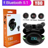 Digi Monster Y80 Bluetooth Kulaklık | Spor / Koşu | Gürültü Azaltma | Oyun‑Esports | Dijital LED Ekran | Bluetooth 5. 1 - Siyah