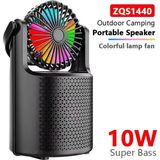 Digi Monster ZQS1440 Bluetooth Hoparlör | Işıklı Fanlı Taşınabilir Ses Sistemi | Ekstra Bas & Renkli LED Show - Siyah