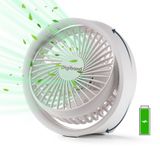 Digibond Gece Lambası/Kancalı Küçük Masa Vantilatörü Şarj Edilebilir Başucu/Yatak Odası/Masaüstü/Ofis Temizlenebilir Bıçak için Oldukça Kişisel Fan 180 ° Döndürülmüş Mini USB Fan Soğutma/Güçlü (Beyaz)