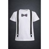 Dıgıl Kids Askılı ve Papyon Detaylı Çocuk T-Shirt - Beyaz - 7 - 8 Yaş
