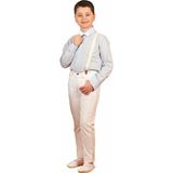 Dıgıl Kids Erkek Çocuk Beli Ayarlı Keten Pantolon Dar Paça Günlük Kullanım İçin - Beyaz - 7 - 8 Yaş