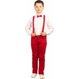 Dıgıl Kids Erkek Çocuk Beli Ayarlı Keten Pantolon Dar Paça Günlük Stil - Kırmızı