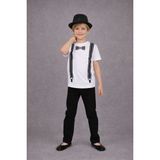 Dıgıl Kids Erkek Çocuk Takım Askı Papyon Baskılı Tişört Siyah Pantalon - Siyah - Beyaz - 8 Yaş