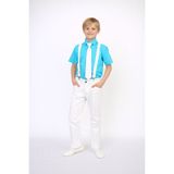 Dıgıl Kids Erkek Çocuk Takım Askı Papyon Gömlek Pantalon - Beyaz - Turkuaz - 6 Yaş