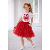 Dıgıl Kids Kız Çocuk Çiçek Desenli T-Shirt Etek Takım - Kırmızı - 5 - 6 Yaş
