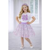 Dıgıl Kids Kız Çocuk Çiçek Desenli T-Shirt Etek Takım - Lila - Beyaz - 6 - 7 Yaş