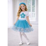 Dıgıl Kids Kız Çocuk Çiçek Desenli T-Shirt Etek Takım - Mavi - Beyaz - 9 - 10 Yaş