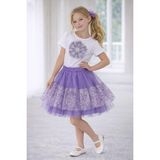 Dıgıl Kids Kız Çocuk Çiçek Desenli T-Shirt Etek Takım - Mor - Beyaz - 6 - 7 Yaş