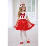 Dıgıl Kids Kız Çocuk Kurdele Desenli T-Shirt Etek Takım - Kırmızı - Beyaz - 7 - 8 Yaş