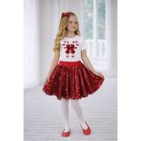 Dıgıl Kids Kız Çocuk Kurdele Desenli T-Shirt Etek Takım - Kırmızı - Beyaz - 9 – 10 Yaş