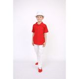 Dıgıl Kids Polo Yaka T-Shirt Likralı Beyaz Pantolon Erkek Çocuk Takım - Kırmızı - Beyaz - 9 Yaş