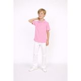 Dıgıl Kids Polo Yaka T-Shirt Likralı Beyaz Pantolon Erkek Çocuk Takım - Pembe - Beyaz - 13 Yaş
