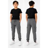Dıgıl Kids Ribanalı Eşofman Altı Yan Cepli Pantalon Likralı Ilkokul Orta Okul 2 Iplik Kumaş Unisex - Gri - 6 Yaş