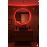 Digital Dokunmatik Sensörlü Dimli Yuvarlak Led Banyo Salon Antre Aynası (50-60-70-80Cm) Kırmızı Işık