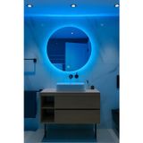 Digital Dokunmatik Sensörlü Dimli Yuvarlak Led Banyo Salon Antre Aynası (50-60-70-80Cm) Mavi Işık