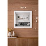 Digital Hayat 50 - 38 cm Ceviz Beyaz Antrasit Ahşap Kare Ayna - Antre Hol Banyo Mutfak Salon Wc Aynası - Doğal Ahşap Çerçeveli - Ahşap - Beyaz - 50x50