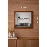 Digital Hayat 50 - 38 cm Ceviz Beyaz Antrasit Ahşap Kare Ayna - Antre Hol Banyo Mutfak Salon Wc Aynası - Doğal Ahşap Çerçeveli - Ahşap - Ceviz - 50x50