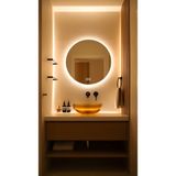 Digital Hayat Buğu Çözücü Dokunmatik Işıklı Yuvarlak Banyo Aynası (60-80CM) - Gün Işığı - 70 x 70