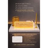 Digital Hayat Kişiye Özel Işıklı Masa Isimliği Mermer LED Ofis Ayna/cam Isimlik Şarjlı Beyaz/gün Işığı - Beyaz Kompazit (Kuars) Mermer