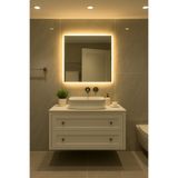 Digital Kare Işıklı Banyo Ayna (50-80cm). Renk Seçeneği: Gün Işığı (Açık Sarı)
