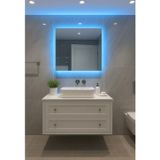 Digital Kare Led Ayna Mavi Işık 50,60,70,80 Cm Banyo Işıklı Ayna Modern Duvar Makyaj Aynası