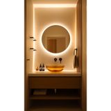 Digital Yuvarlak Işıklı Banyo Ayna (50-80cm). Renk Seçeneği: Gün Işığı