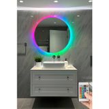 Digital Yuvarlak Led Işıklı Ayna Banyo, Antre, Yatak Odası Ve Makyaj Sınırsız Renk seçeneği 50,60,70,80 cm