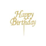 digitalmagnet Altın Rengi Happy Birthday Yazılı Ayna Pleksi Pasta Üstü Süsü