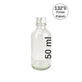Digithome 132’li 50 Ml Gümüş Kapaklı Söz Nişan Hediyelik Kolonya Koku Süs Cam Şişesi C1-1-149 Renksiz
