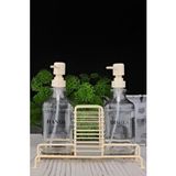 Digithome 2’li Metal Standlı Cam Sıvı Sabun Ve Losyon Şişesi Sabunluk 500 Ml Krem – B/1 C1-1-289