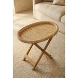 Digithome Ahşap Ayaklı Rattan Katlanabilir Sehpa – HGG-08831/4 - Oval - Kahverengi