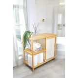 Digithome Bambu 3 Raflı Kumaş Sepetli Banyo Düzenleyici Kirli Çamaşır Sepeti DB-0046 - Naturel - Kirli Sepetli