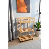 Digithome Bambu 3 Raflı Tekerlekli Sunum Servis Arabası Mutfak Rafı Sehpa Banyo Rafı DB-0029